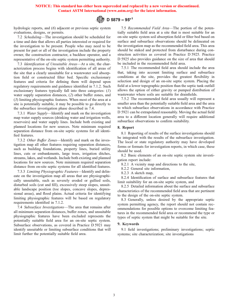 ASTM D5879-95e1 - Standard Practice for Surface Site Characterization for On-Site Septic Systems