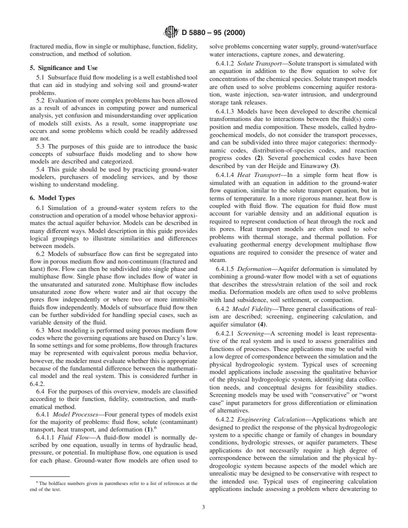 ASTM D5880-95(2000) - Standard Guide for Subsurface Flow and Transport Modeling