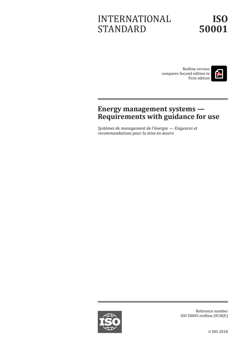 REDLINE ISO 50001:2018 - Energy management systems — Requirements with guidance for use
Released:8/20/2018