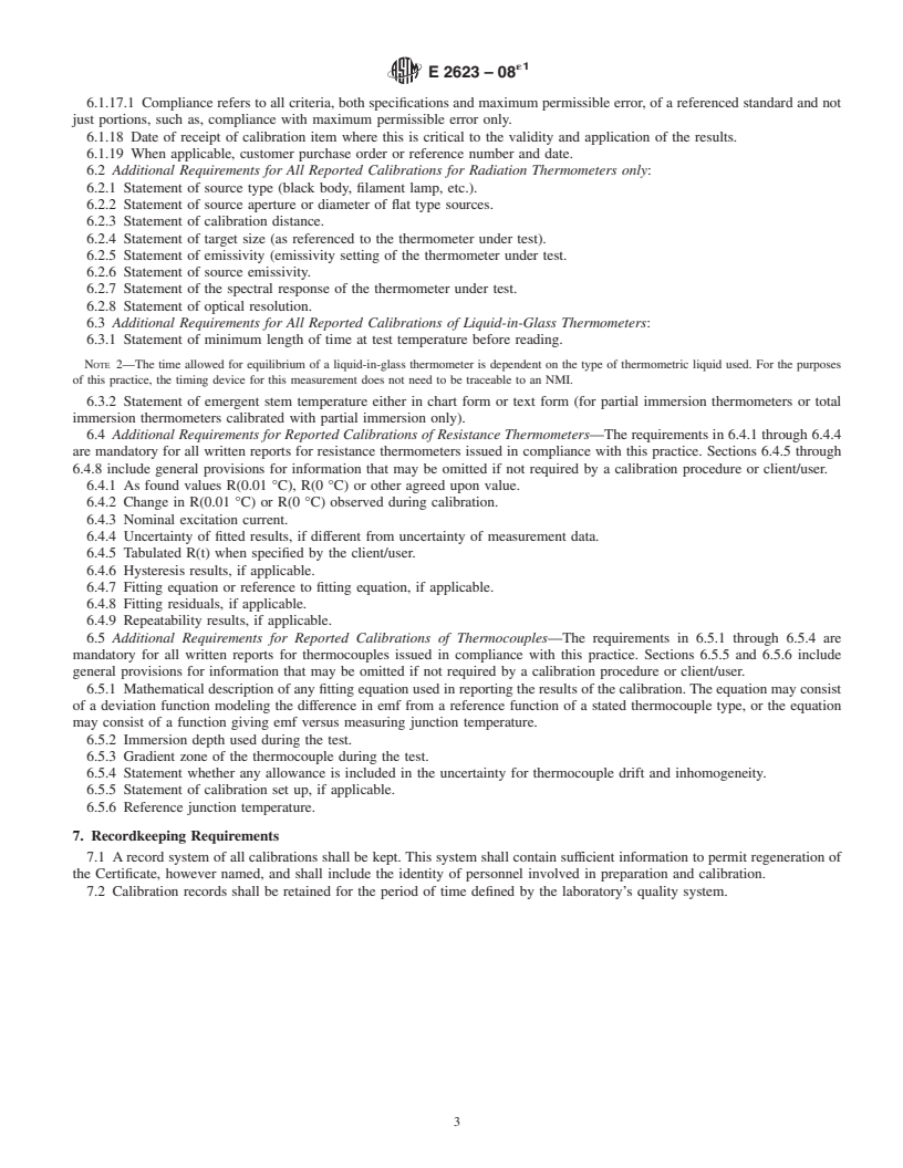 REDLINE ASTM E2623-08e1 - Standard Practice for Reporting Thermometer Calibrations