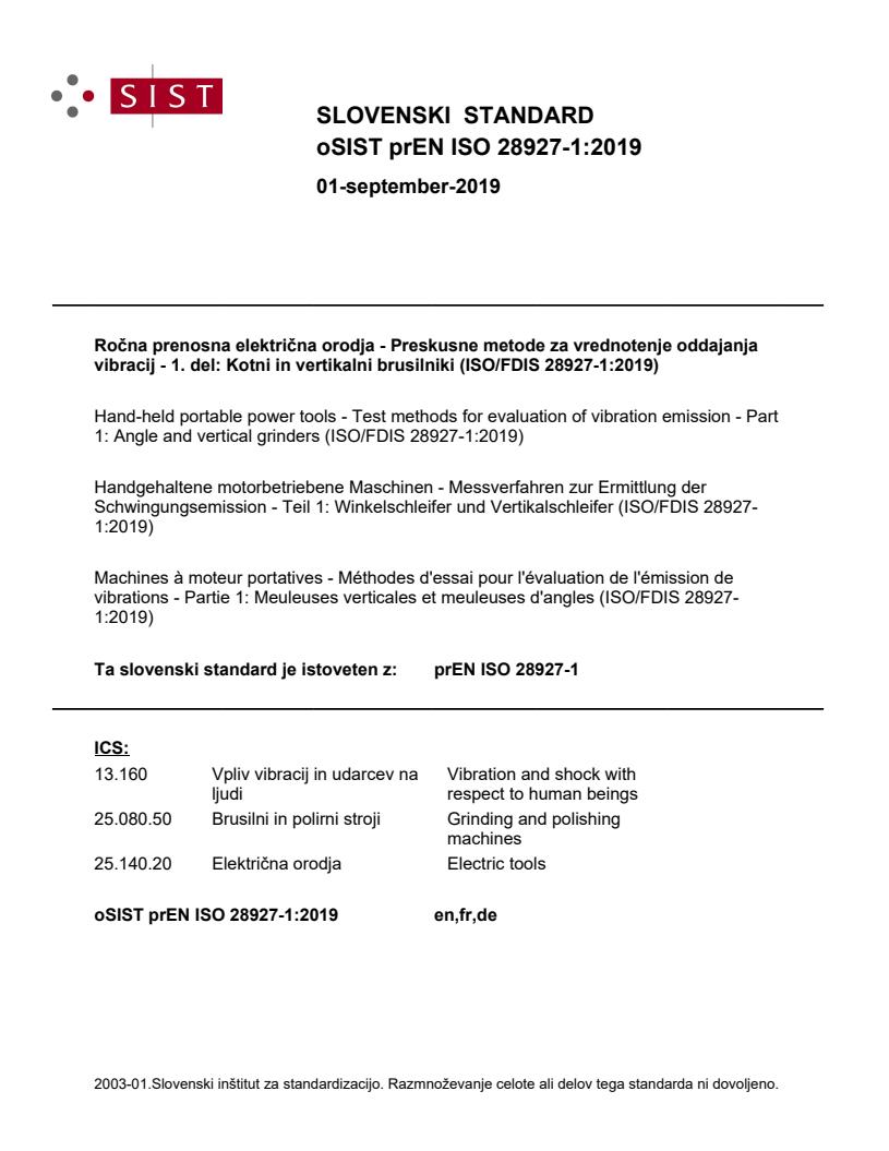 prEN ISO 28927-1:2019