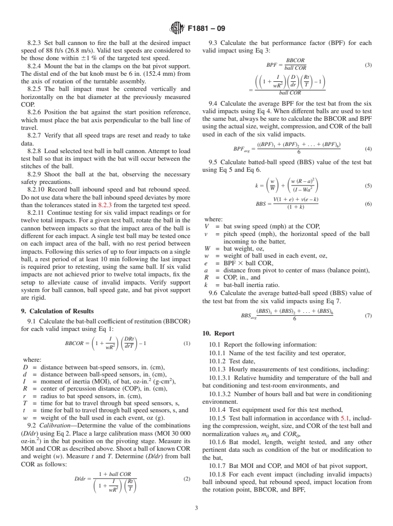 ASTM F1881-09 - Standard Test Method for Measuring Baseball Bat Performance Factor