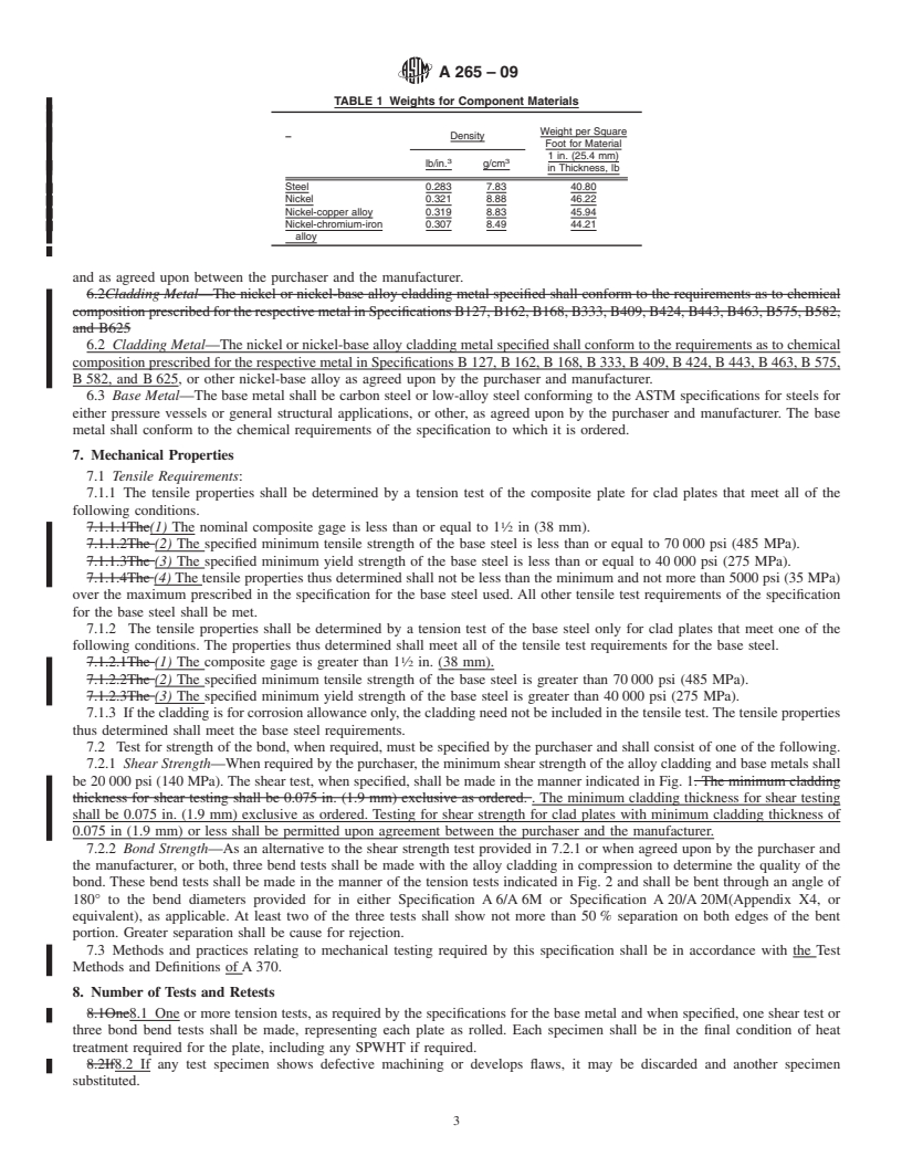 REDLINE ASTM A265-09 - Standard Specification for Nickel and Nickel-Base Alloy-Clad Steel Plate