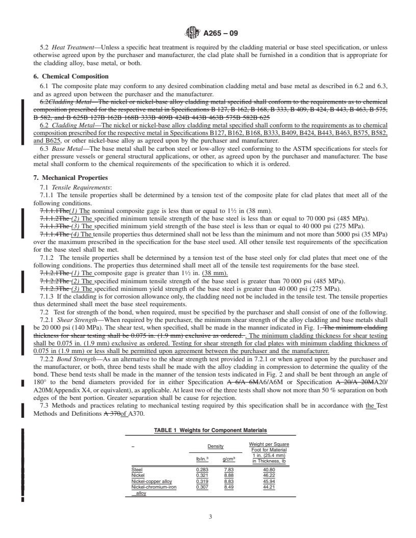 REDLINE ASTM A265-09 - Standard Specification for Nickel and Nickel-Base Alloy-Clad Steel Plate