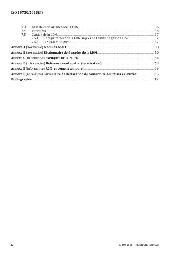 ISO 18750:2018 ISO 18750:2018 - Systeme de transports intelligents -- Systemes coopératifs -- Carte locale dynamique - Page 4 preview