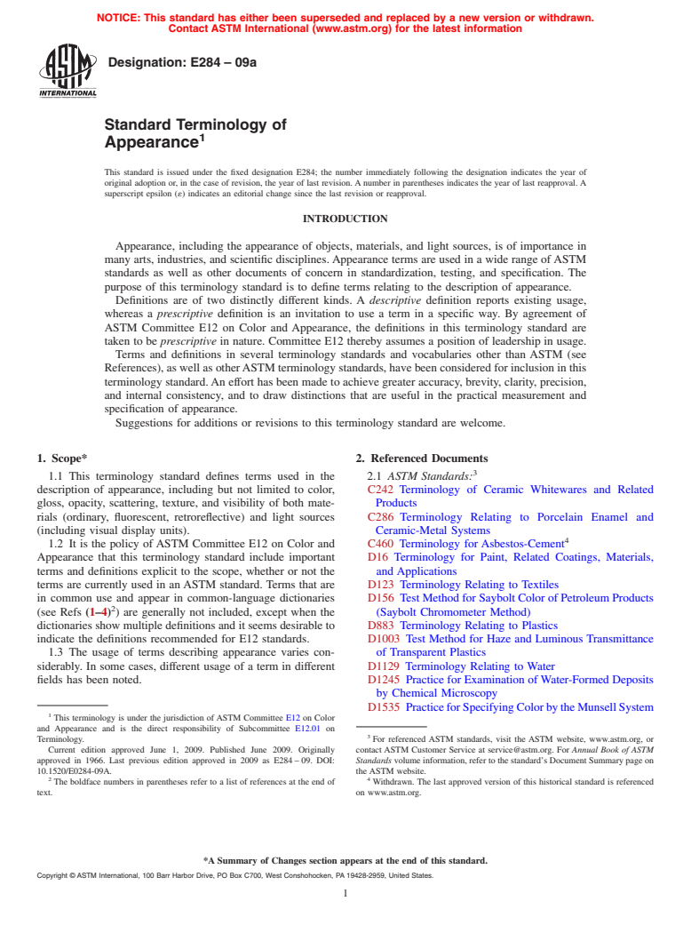 ASTM E284-09a - Standard Terminology of Appearance