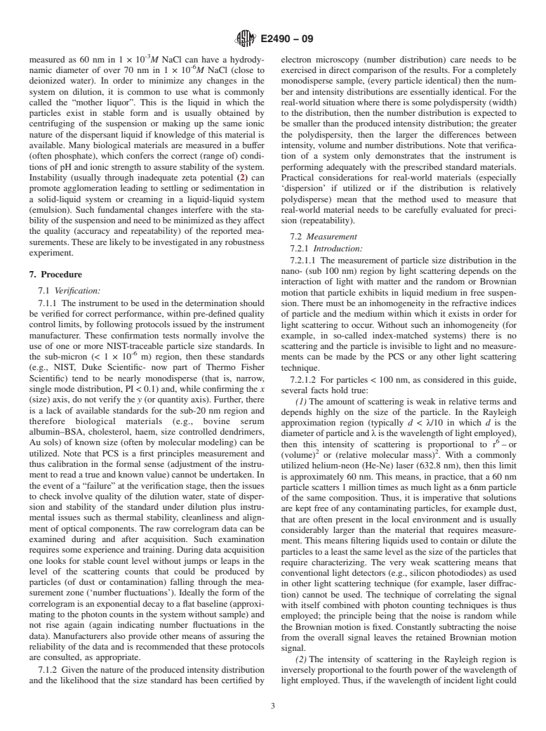 ASTM E2490-09 - Standard Guide for Measurement of Particle Size Distribution of Nanomaterials in Suspension by Photon Correlation Spectroscopy (PCS)