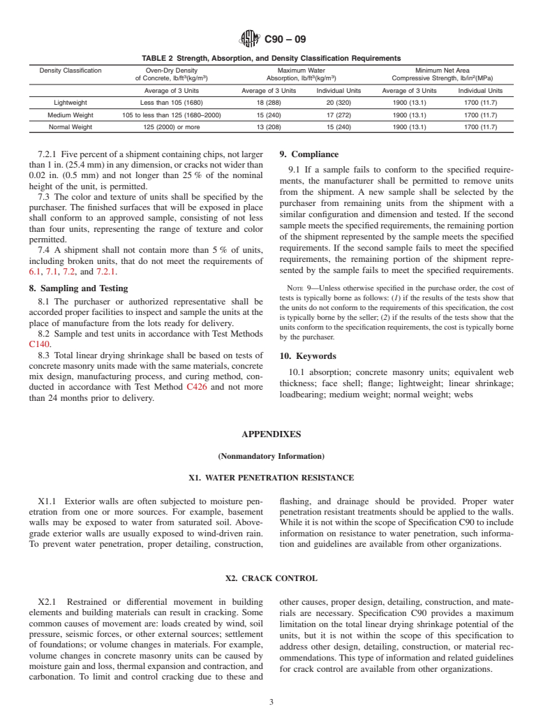 ASTM C90-09 - Standard Specification for Loadbearing Concrete Masonry Units