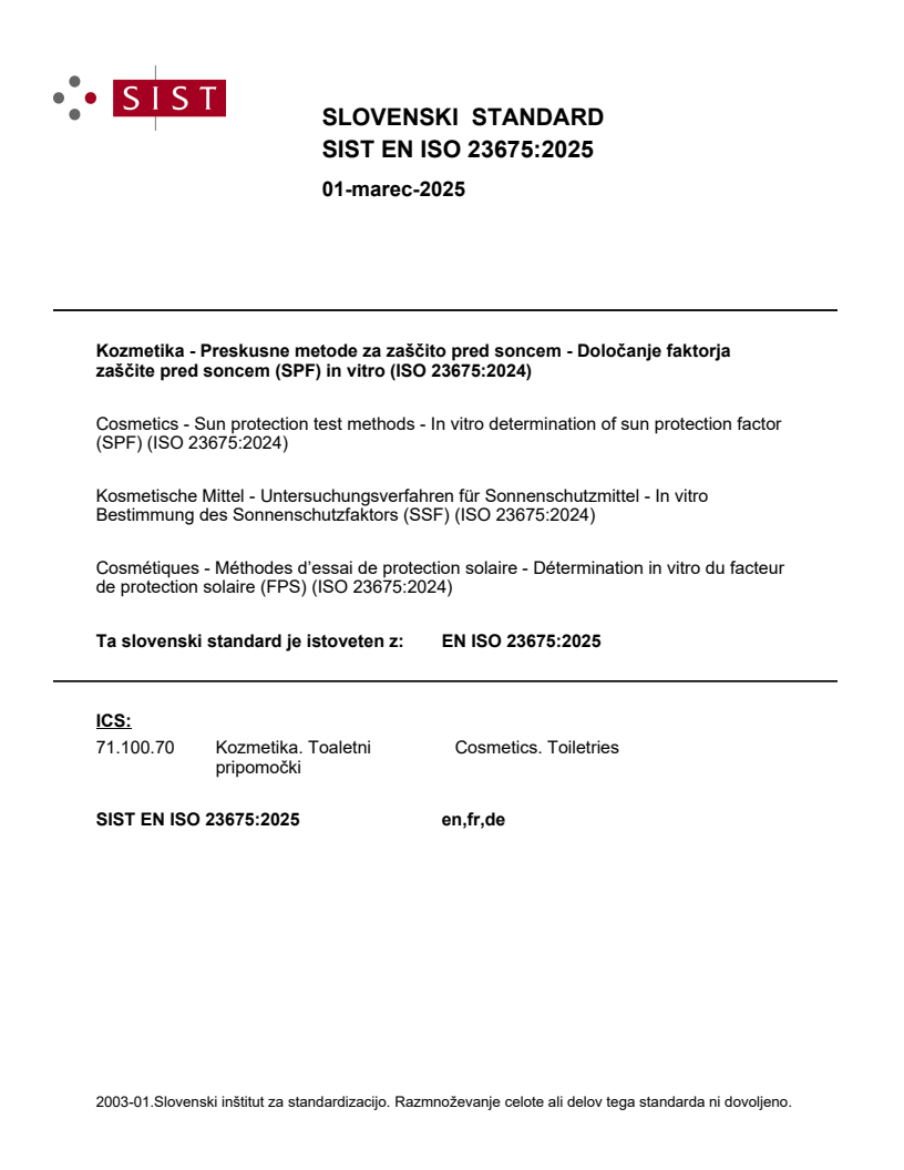 EN ISO 23675:2025 - BARVE