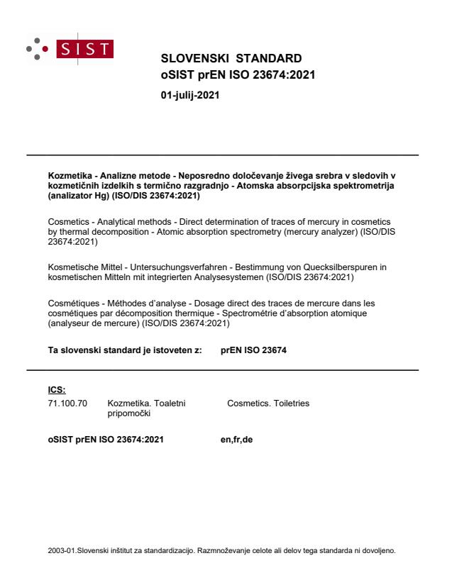 oSIST prEN ISO 23674:2021 - BARVE na PDF-str 17,20