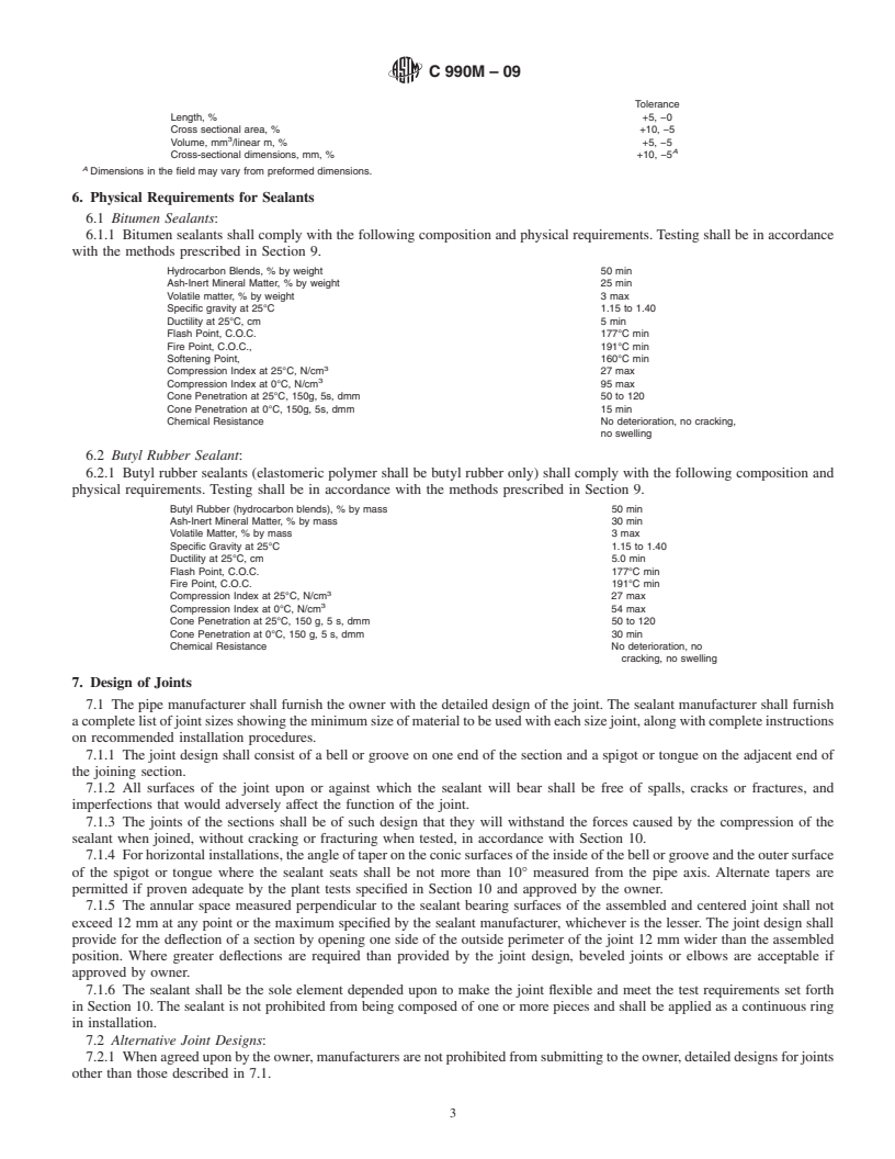 REDLINE ASTM C990M-09 - Standard Specification for Joints for Concrete Pipe, Manholes, and Precast Box Sections Using Preformed Flexible Joint Sealants (Metric)