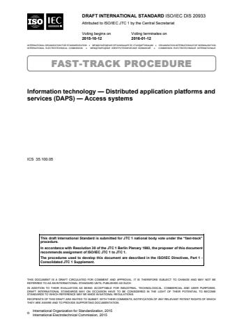 ISO/IEC 20933:2016 - Information technology -- Distributed Application Platforms and Services (DAPS) -- Access Systems