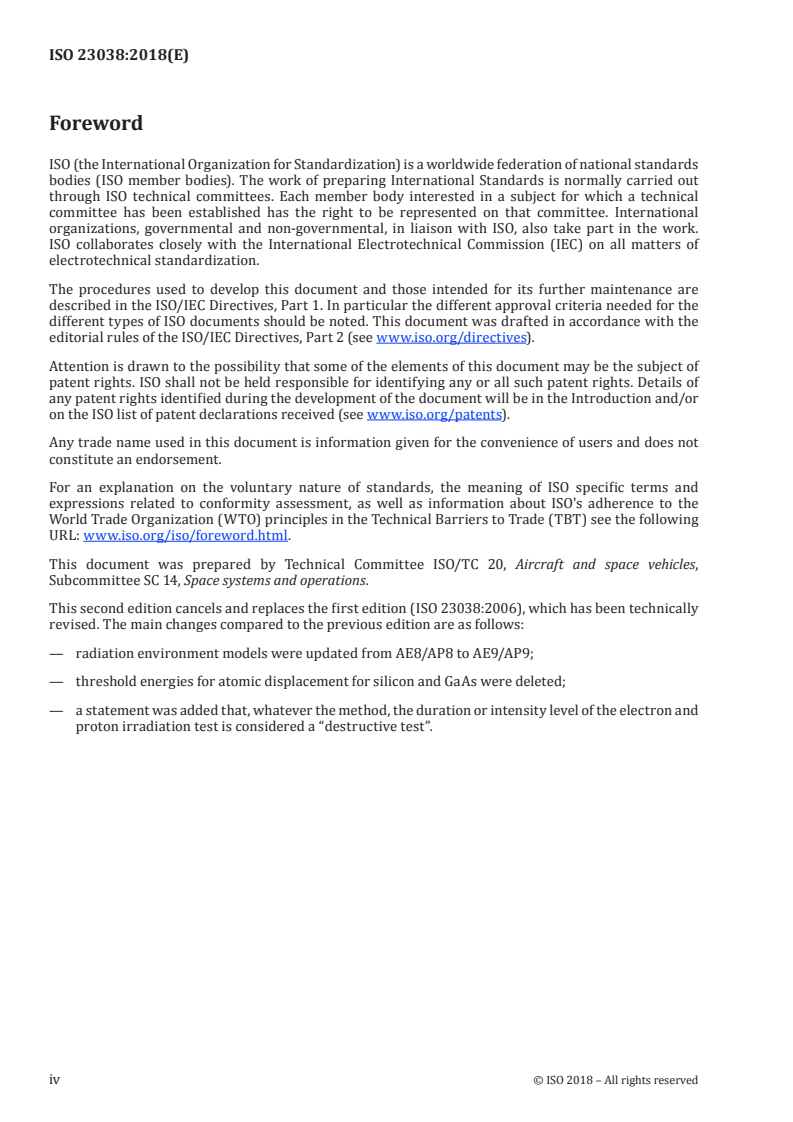 ISO 23038:2018 ISO 23038:2018 - Space systems — Space solar cells — Electron and proton irradiation test methods
Released:2/15/2018 - Page 4 preview
