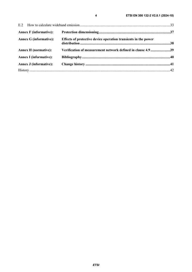 SIST EN 300 132-2 V2.8.1:2024 ETSI EN 300 132-2 V2.8.1 (2024-10) - Environmental Engineering (EE); Power supply interface at the input of Information and Communication Technology (ICT) equipment; Part 2: -48 V Direct Current (DC) - Page 4 preview