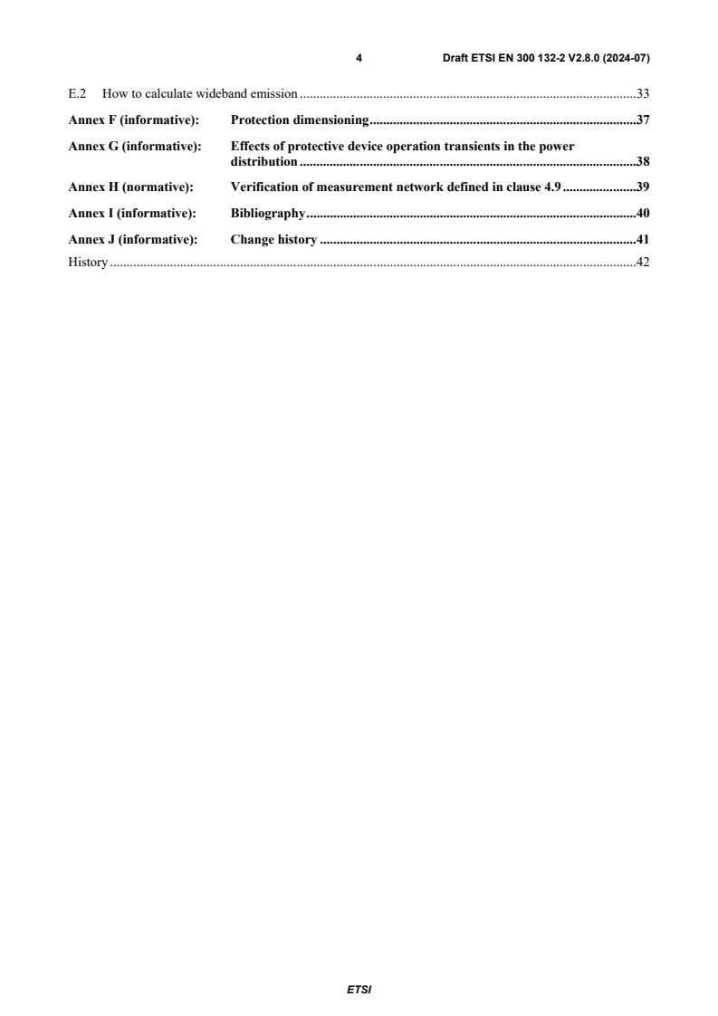 SIST EN 300 132-2 V2.8.1:2024 ETSI EN 300 132-2 V2.8.0 (2024-07) - Environmental Engineering (EE); Power supply interface at the input of Information and Communication Technology (ICT) equipment; Part 2: -48 V Direct Current (DC) - Page 4 preview