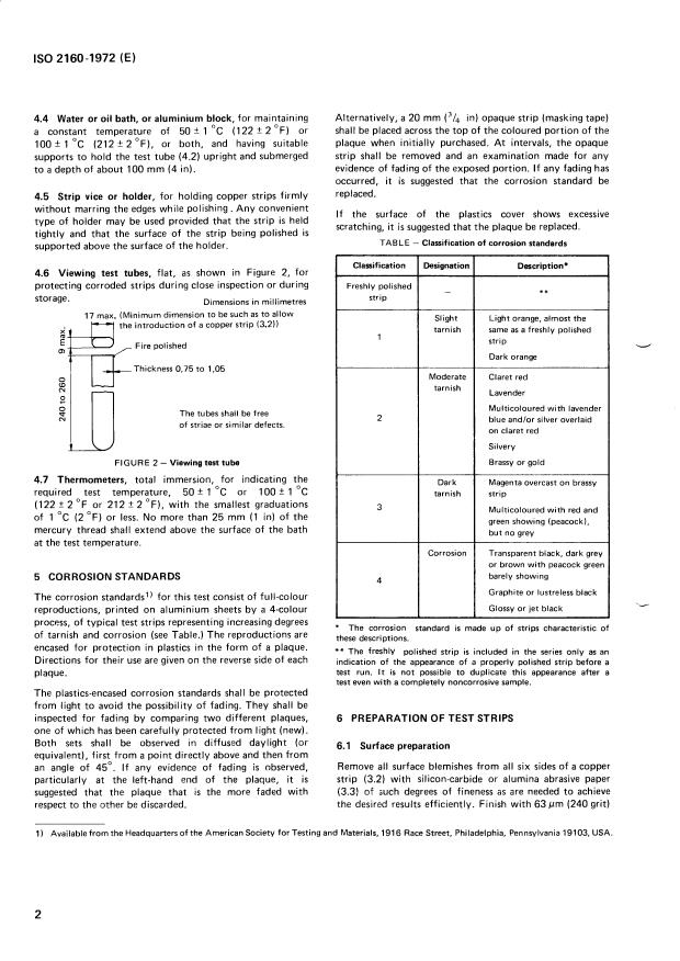 ISO 2160:1972 ISO 2160:1972 - Petroleum products -- Corrosiveness to copper -- Copper strip test - Page 4 preview