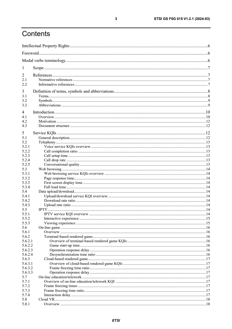 ETSI GS F5G 015 V1.2.1 (2024-03) - Fifth Generation Fixed Network (F5G); F5G Residential Services Quality Evaluation and Classification Release 2