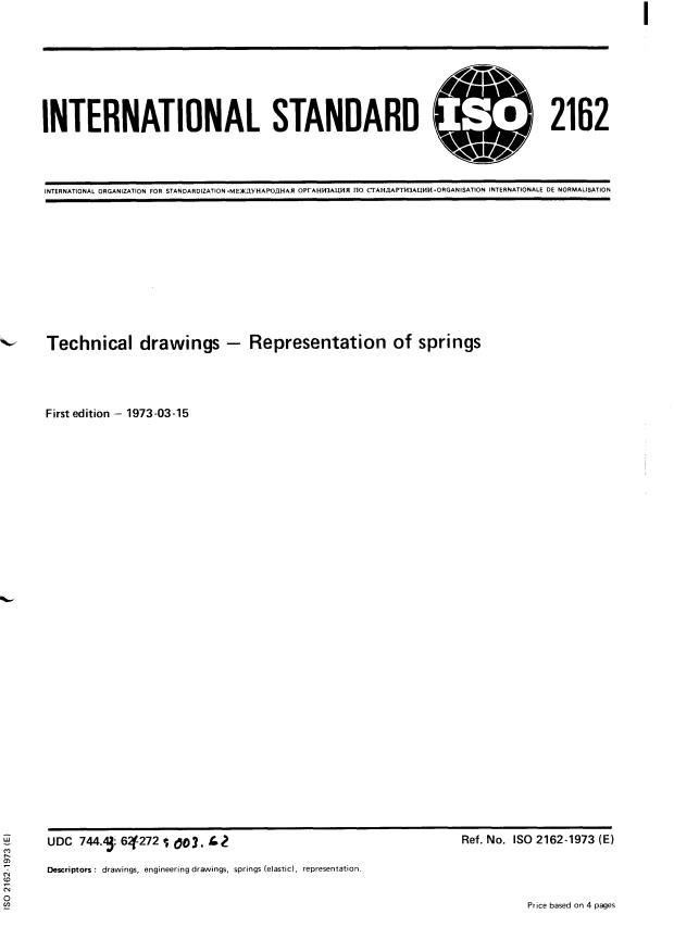ISO 2162:1973 - Technical drawings -- Representation of springs