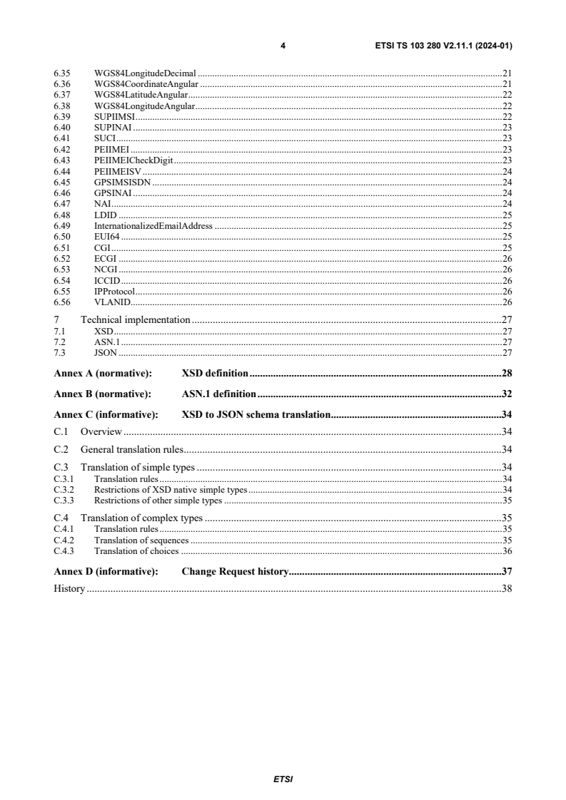 SIST-TS ETSI/TS 103 280 V2.11.1:2024 ETSI TS 103 280 V2.11.1 (2024-01) - Lawful Interception (LI); Dictionary for common parameters - Page 4 preview