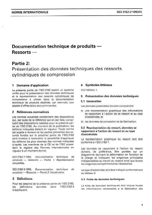 ISO 2162-2:1993 - Documentation technique de produits -- Ressorts