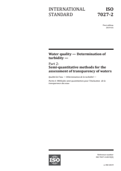 ISO 7027-2:2019 - Water quality — Determination of turbidity — Part 2: Semi-quantitative methods for the assessment of transparency of waters
Released:18. 01. 2019 - Page 1 preview