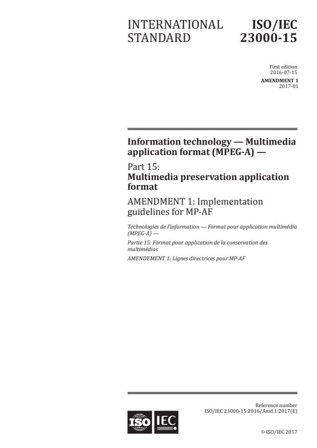 ISO/IEC 23000-15:2016/Amd 1:2017 - Implementation guidelines for MP-AF