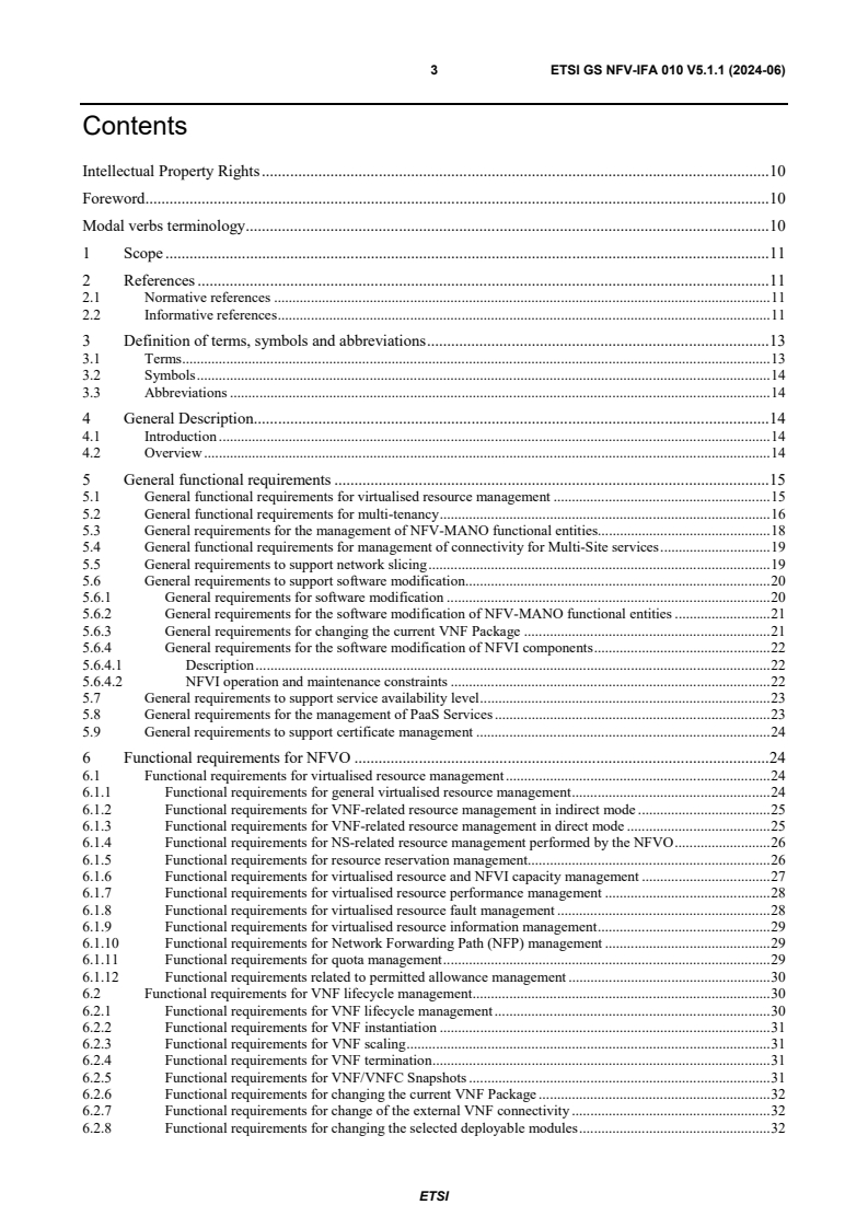 ETSI GS NFV-IFA 010 V5.1.1 (2024-06) ETSI GS NFV-IFA 010 V5.1.1 (2024-06) - Network Functions Virtualisation (NFV) Release 5; Management and Orchestration; Functional requirements specification