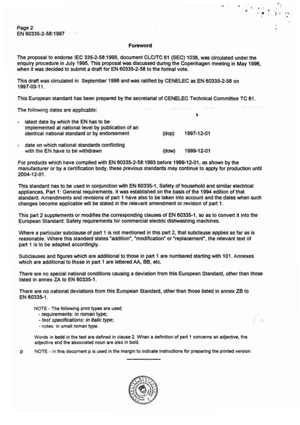 EN 60335-2-58:1997 EN 60335-2-58:1998 - Page 4 preview