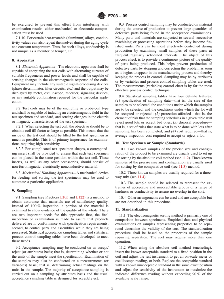 ASTM E703-09 - Standard Practice for Electromagnetic (Eddy-Current) Sorting of Nonferrous Metals