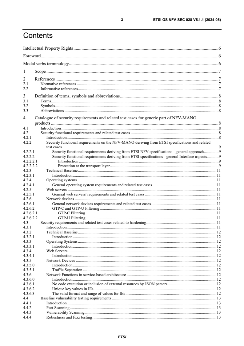 ETSI GS NFV-SEC 028 V5.1.1 (2024-05) - Network Functions Virtualisation (NFV) Release 5; Security; Security Assurance Specification (SCAS) for Generic NFV-MANO