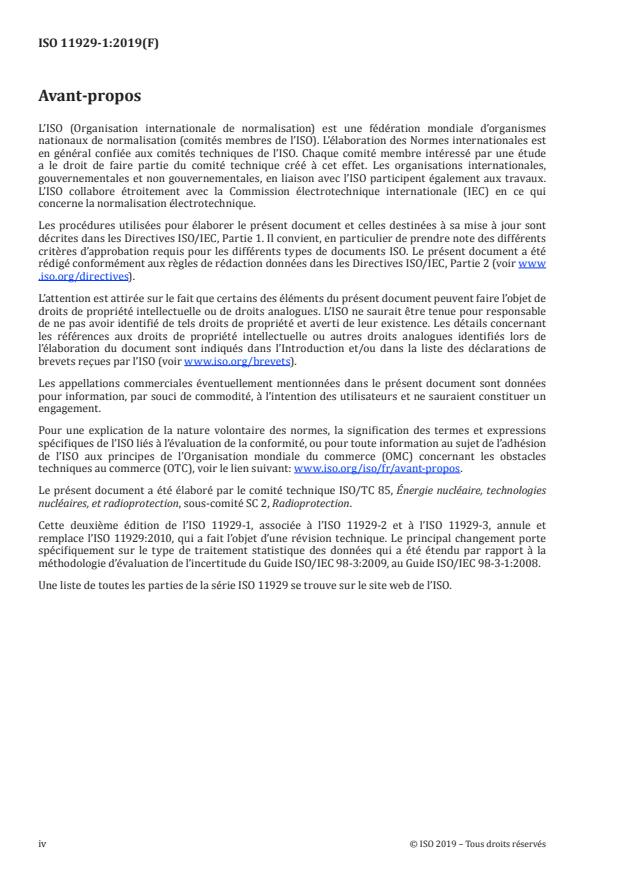 ISO 11929-1:2019 ISO 11929-1:2019 - Détermination des limites caractéristiques (seuil de décision, limite de détection et extrémités de l'intervalle élargi) pour mesurages de rayonnements ionisants -- Principes fondamentaux et applications - Page 4 preview