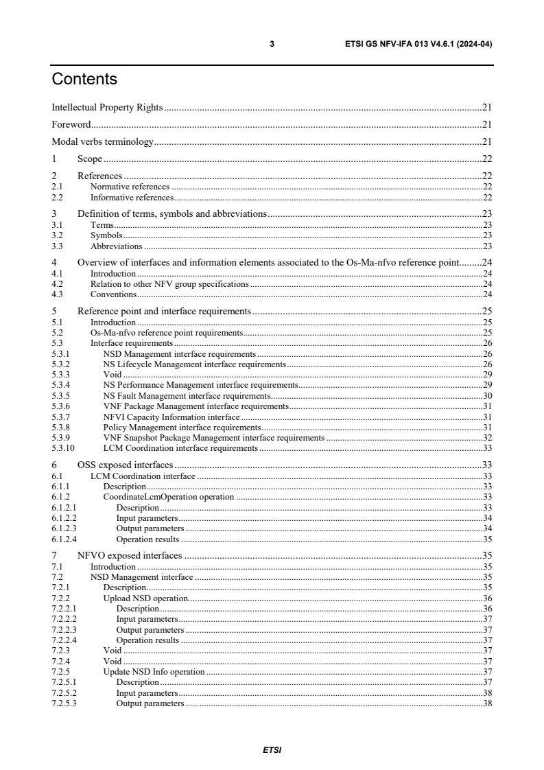 ETSI GS NFV-IFA 013 V4.6.1 (2024-04) ETSI GS NFV-IFA 013 V4.6.1 (2024-04) - Network Functions Virtualisation (NFV) Release 4; Management and Orchestration; Os-Ma-nfvo reference point - Interface and Information Model Specification
