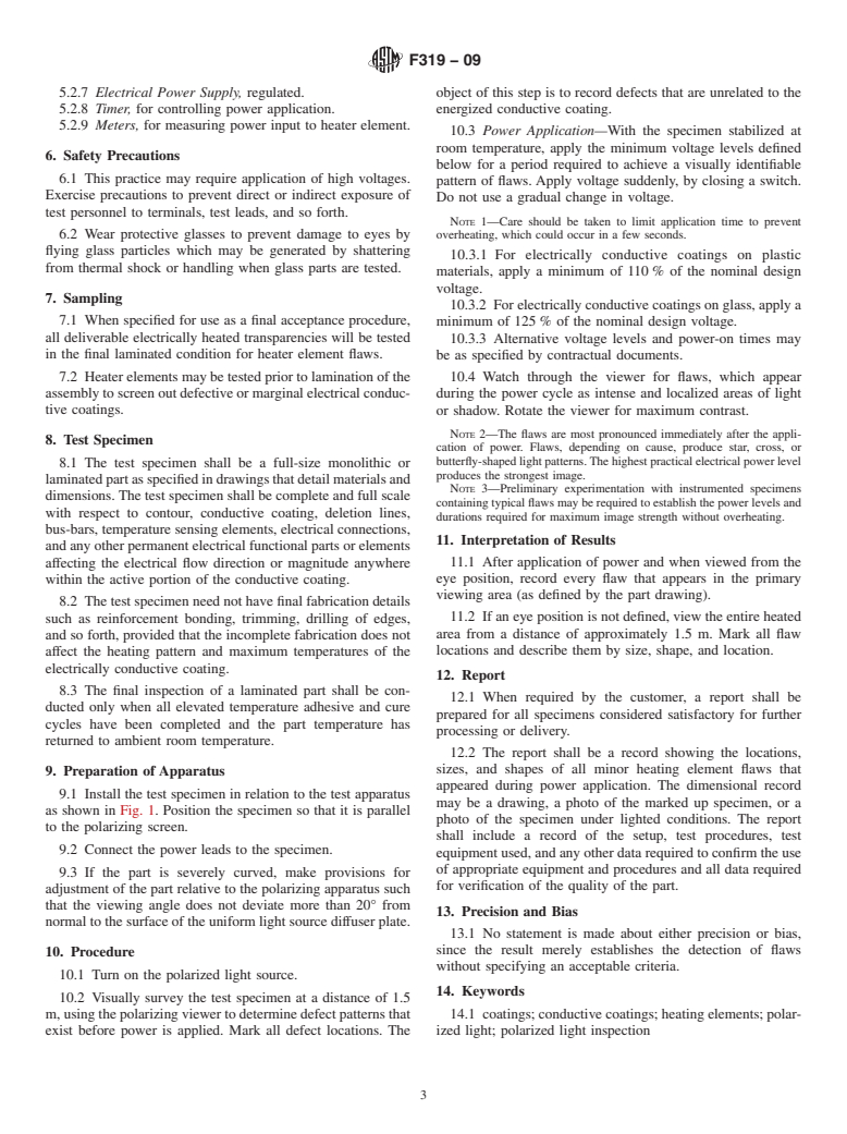 ASTM F319-09 - Standard Practice for Polarized Light Detection of Flaws in Aerospace Transparency Heating Elements