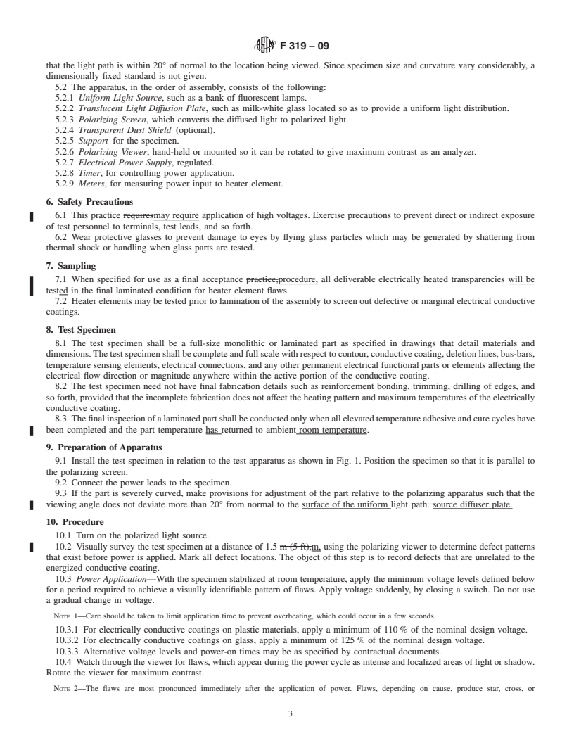 REDLINE ASTM F319-09 - Standard Practice for Polarized Light Detection of Flaws in Aerospace Transparency Heating Elements