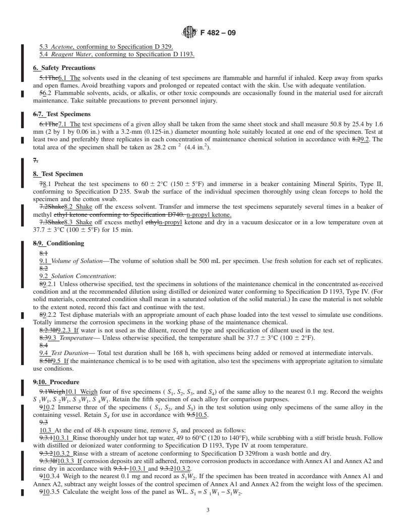 REDLINE ASTM F482-09 - Standard Practice for  Corrosion of Aircraft Metals by Total Immersion in Maintenance Chemicals