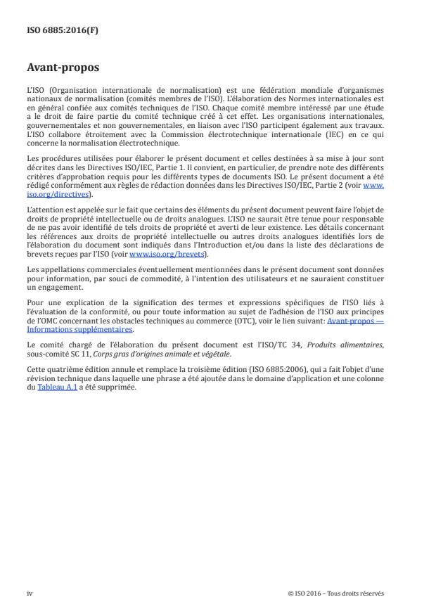 ISO 6885:2016 ISO 6885:2016 - Corps gras d'origines animale et végétale -- Détermination de l'indice d'anisidine - Page 4 preview
