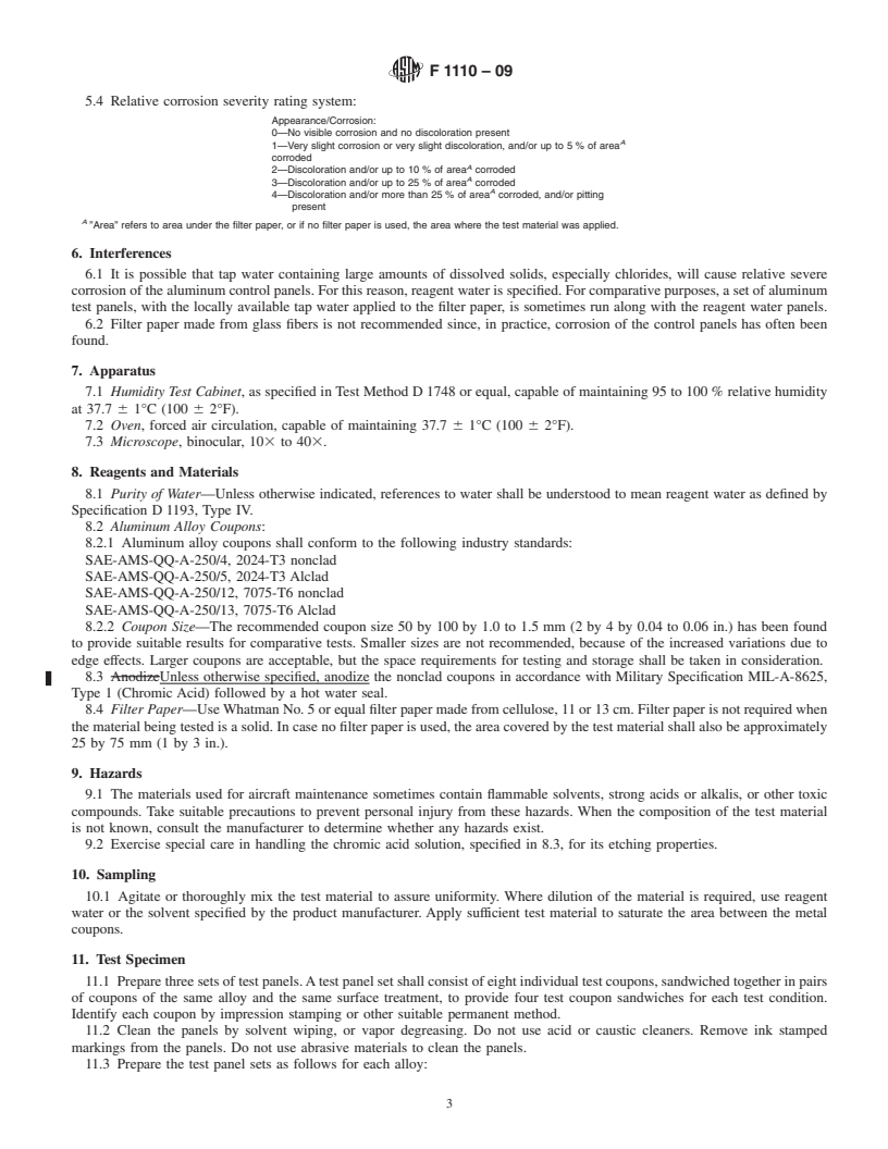 REDLINE ASTM F1110-09 - Standard Test Method for Sandwich Corrosion Test