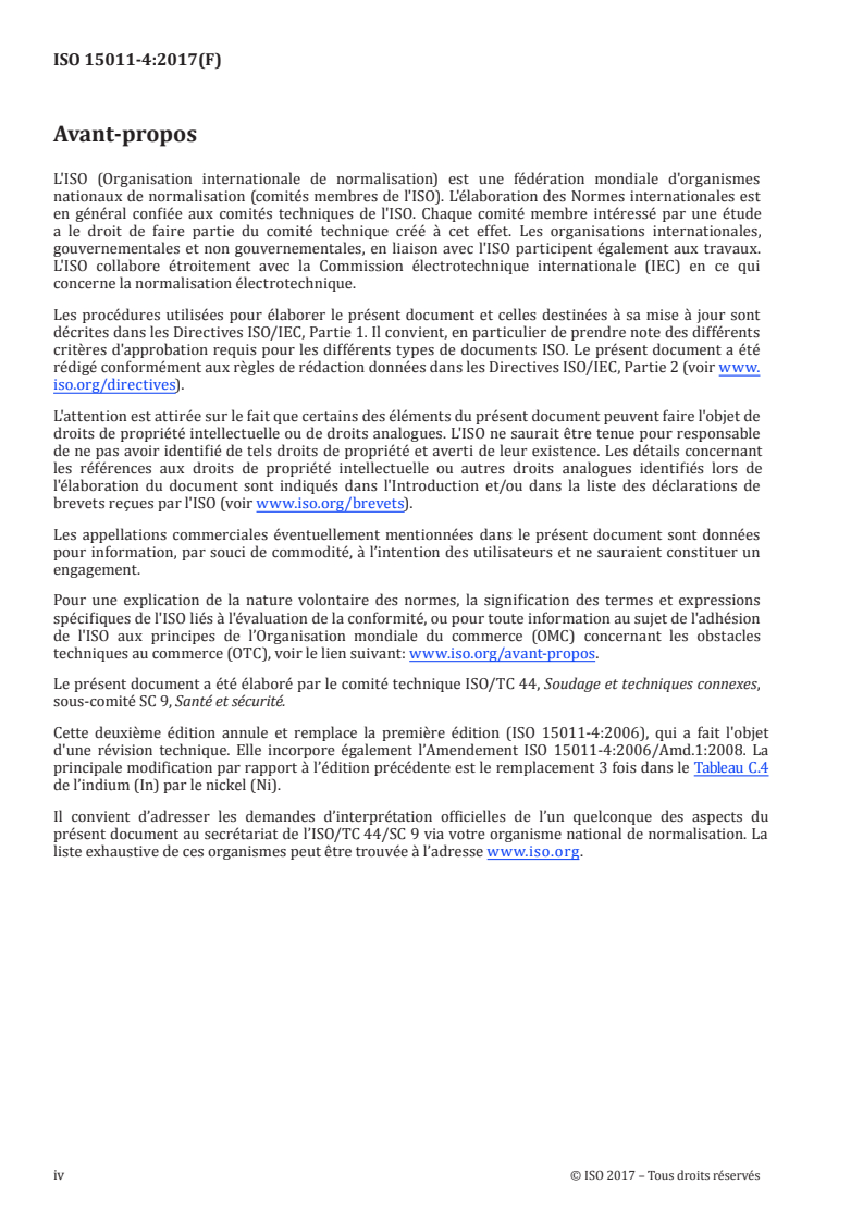 ISO 15011-4:2017 ISO 15011-4:2017 - Hygiène et sécurité en soudage et techniques connexes — Méthode de laboratoire d'échantillonnage des fumées et des gaz — Partie 4: Fiches d'information sur les fumées
Released:12/8/2017 - Page 4 preview