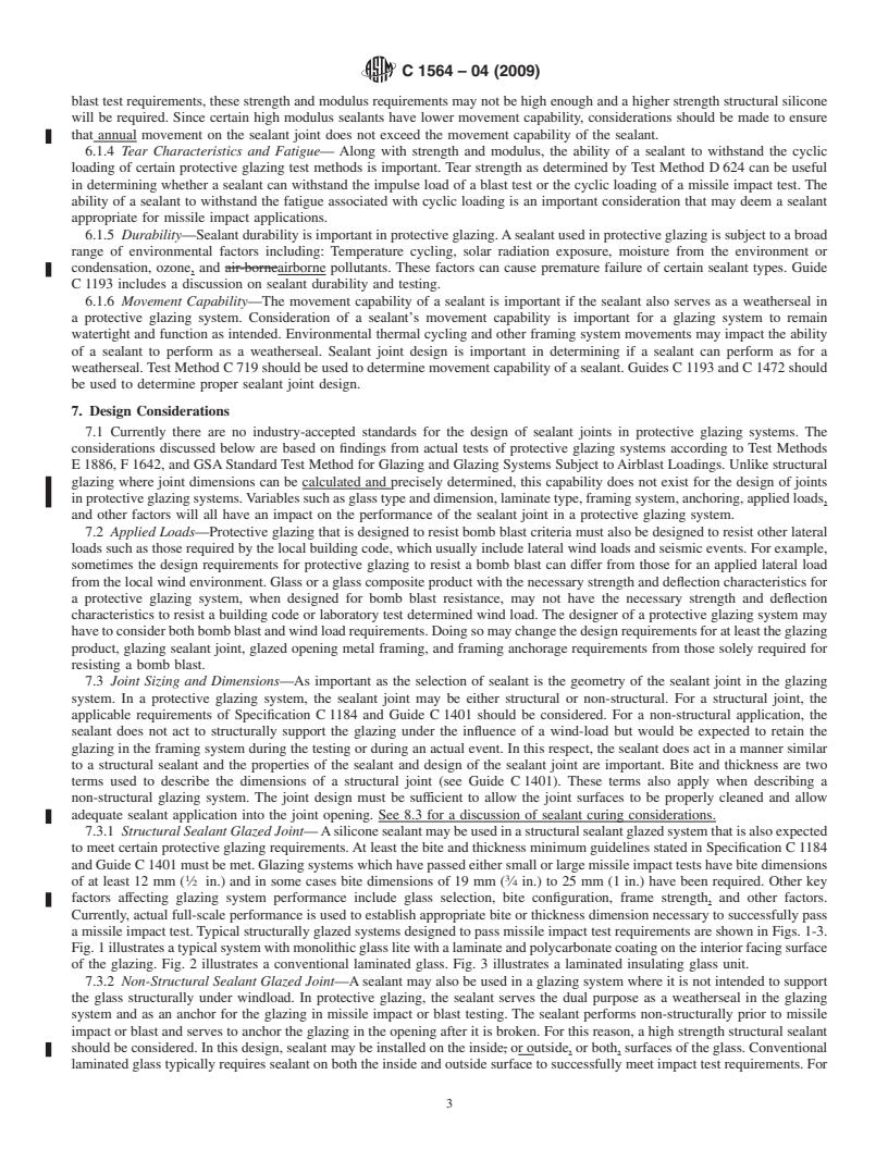 REDLINE ASTM C1564-04(2009) - Standard Guide for Use of Silicone Sealants for Protective Glazing Systems