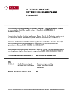 SIST EN 60335-2-38:2003/A2:2025 - Page 1 preview