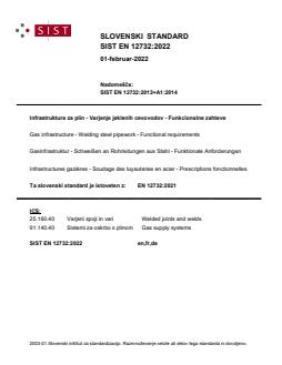 SIST EN 12732:2022 - Page 1 preview
