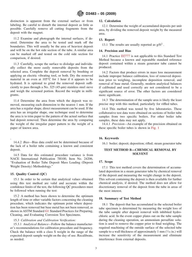 ASTM D3483-05(2009) - Standard Test Methods for Accumulated Deposition in a Steam Generator Tube