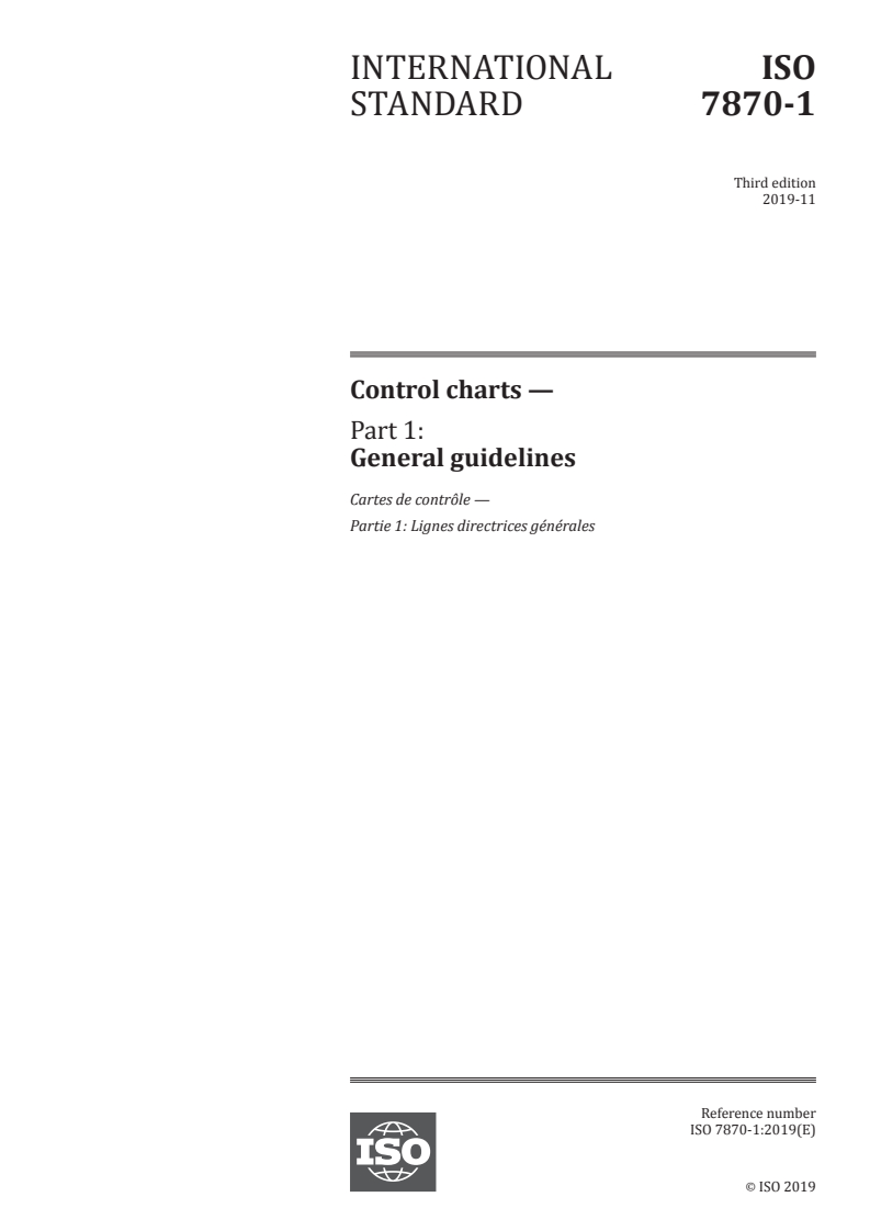 ISO 7870-1:2019 - Control charts — Part 1: General guidelines
Released:11/26/2019