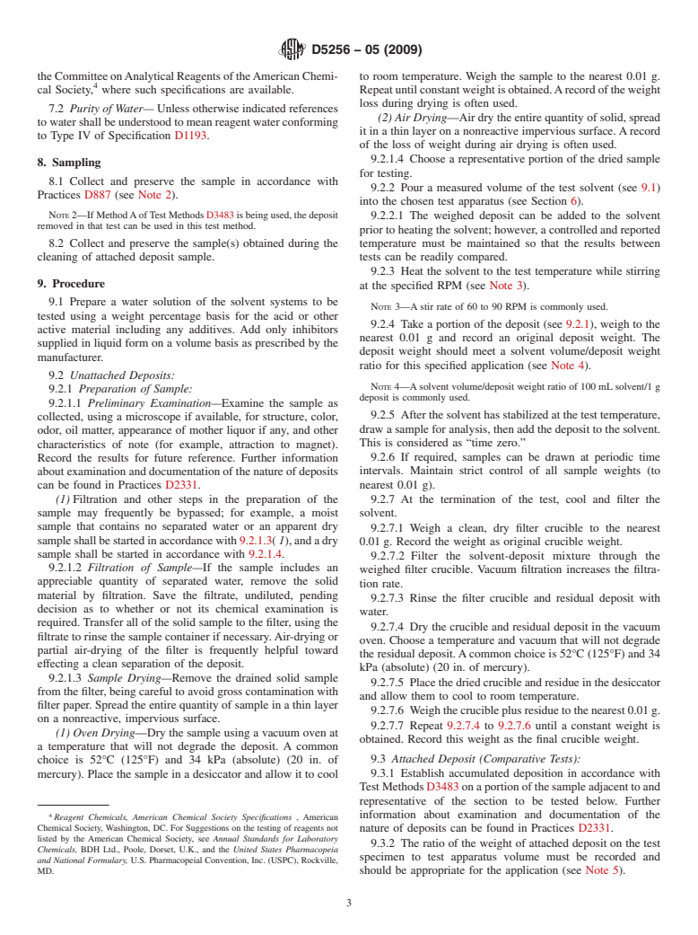 ASTM D5256-05(2009) - Standard Test Method for Relative Efficacy of Dynamic Solvent Systems for Dissolving Water-Formed Deposits