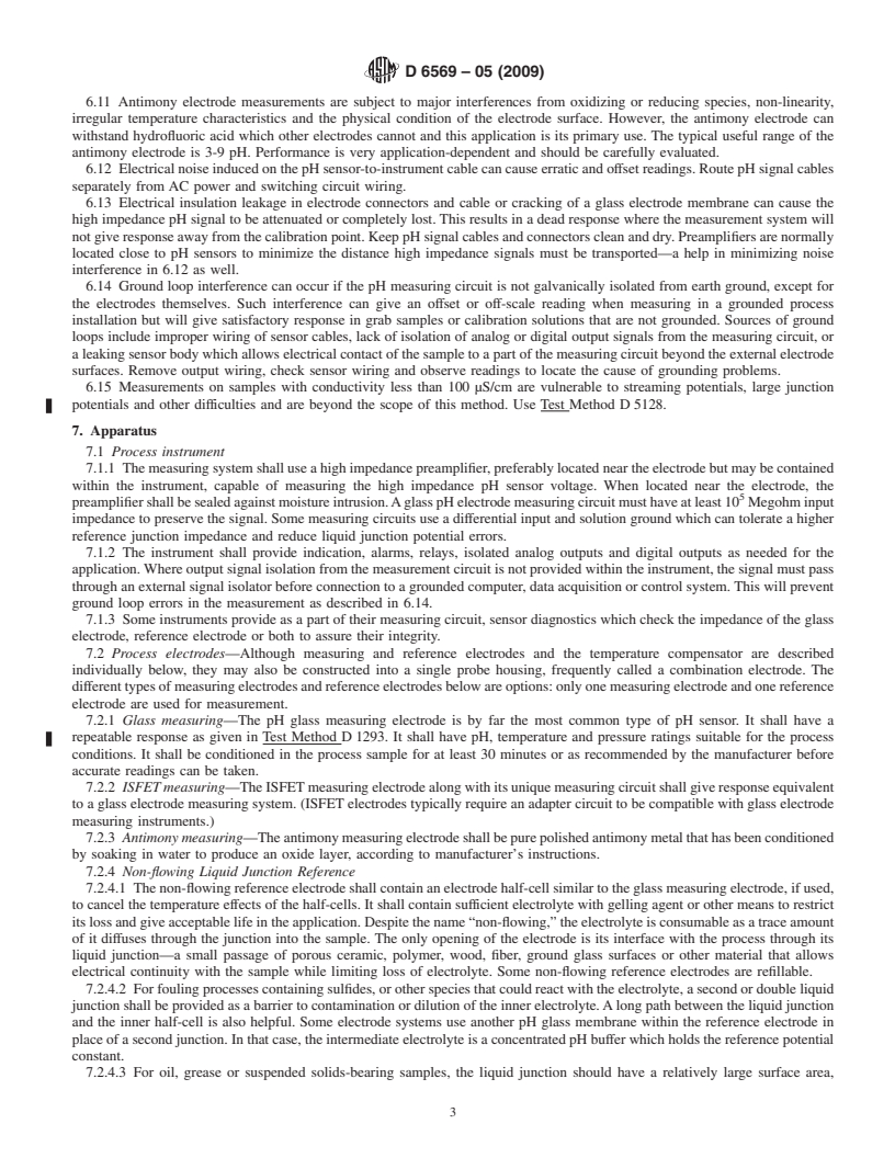 REDLINE ASTM D6569-05(2009) - Standard Test Method for On-Line Measurement of pH<sup>1</sup>