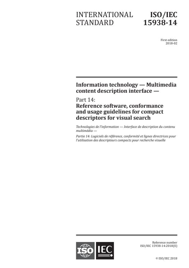 ISO/IEC 15938-14:2018 - Information technology -- Multimedia content description interface