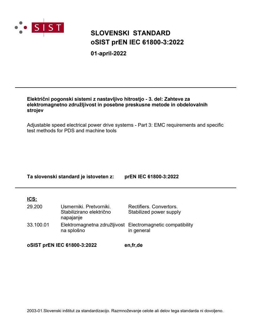 prEN IEC 61800-3:2022 - BARVE