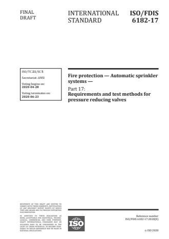 ISO/FDIS 6182-17 - Fire protection -- Automatic sprinkler systems
