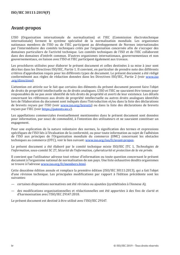 ISO/IEC 30111:2019 ISO/IEC 30111:2019 - Technologies de l'information -- Techniques de sécurité -- Processus de traitement de la vulnérabilité - Page 4 preview