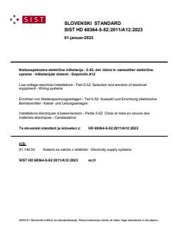 SIST HD 60364-5-52:2011/A12:2023 SIST HD 60364-5-52:2011/A12:2023 - Page 1 preview